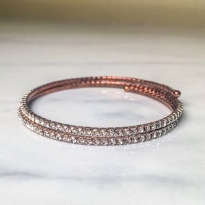 Rhinestone and Rose Gold Wrapped Bracelet